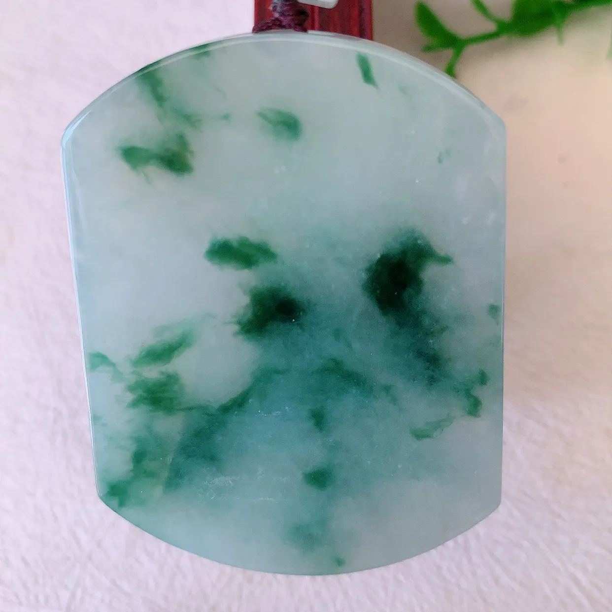 自然光实拍，冰润飘花翡翠平安无事牌吊坠，平平安安，无事牌翠色灵动，佩戴平安时尚！#46.7