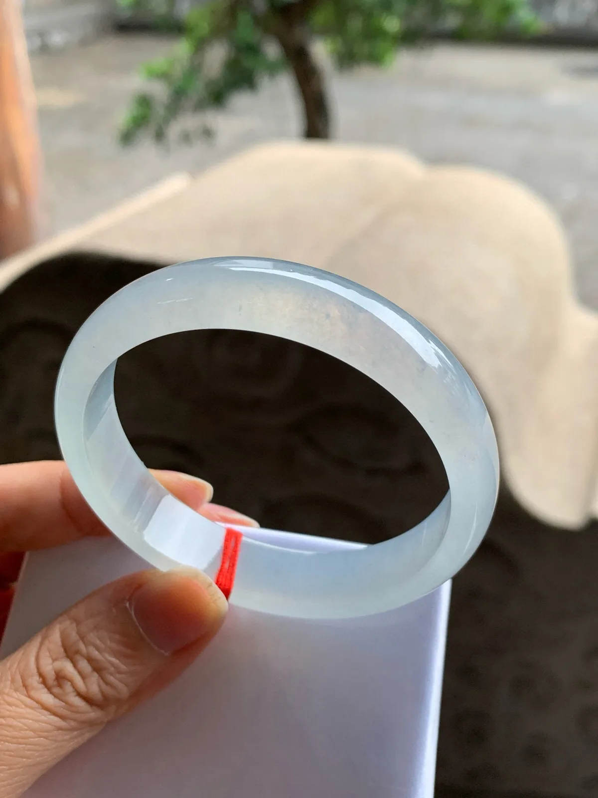 正圈冰玻种 无瑕 尺寸:54.3/12.1/6.1 种水好