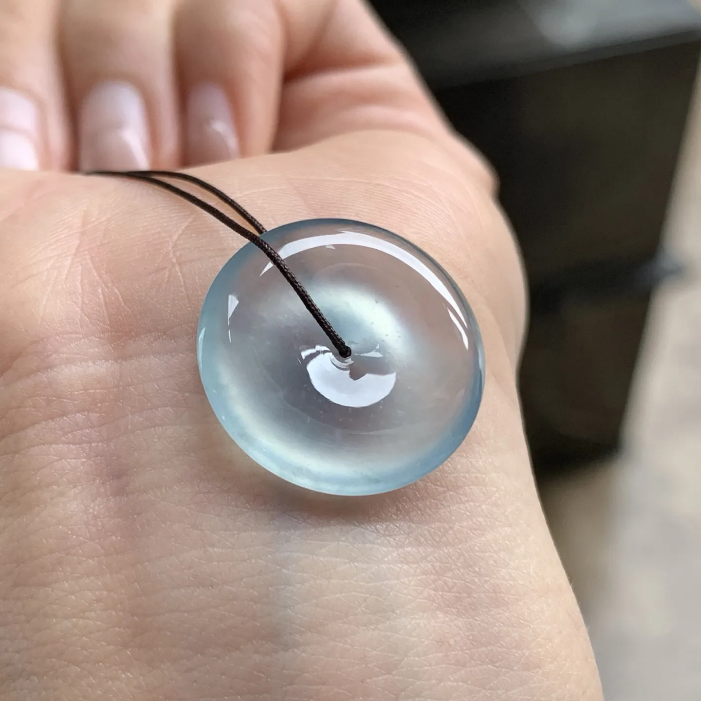 高冰蓝平安扣^_^种老 荧光十足