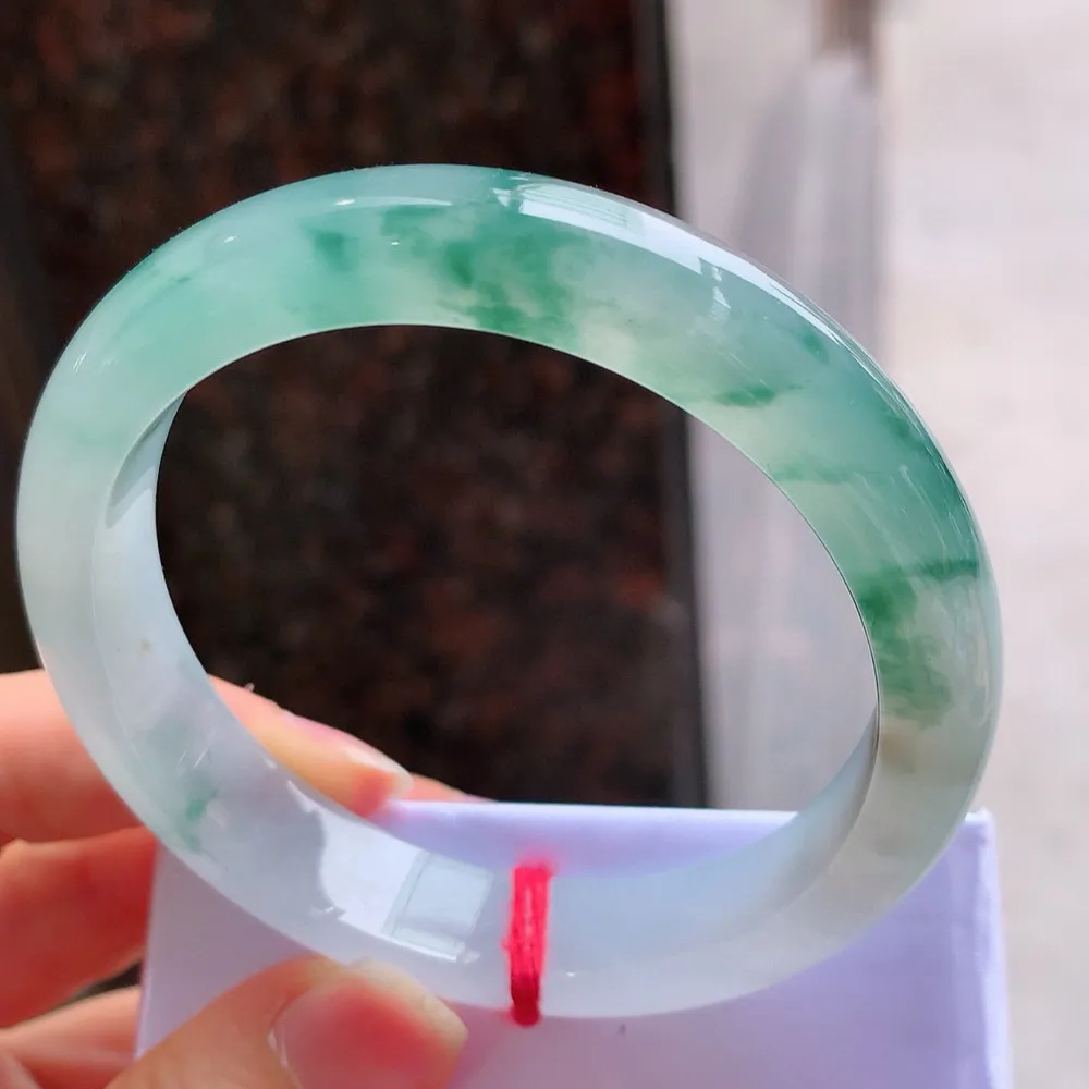 正圈冰玻蓝花 无瑕 尺寸:57.2/12.6/8 花美 荧光闪闪