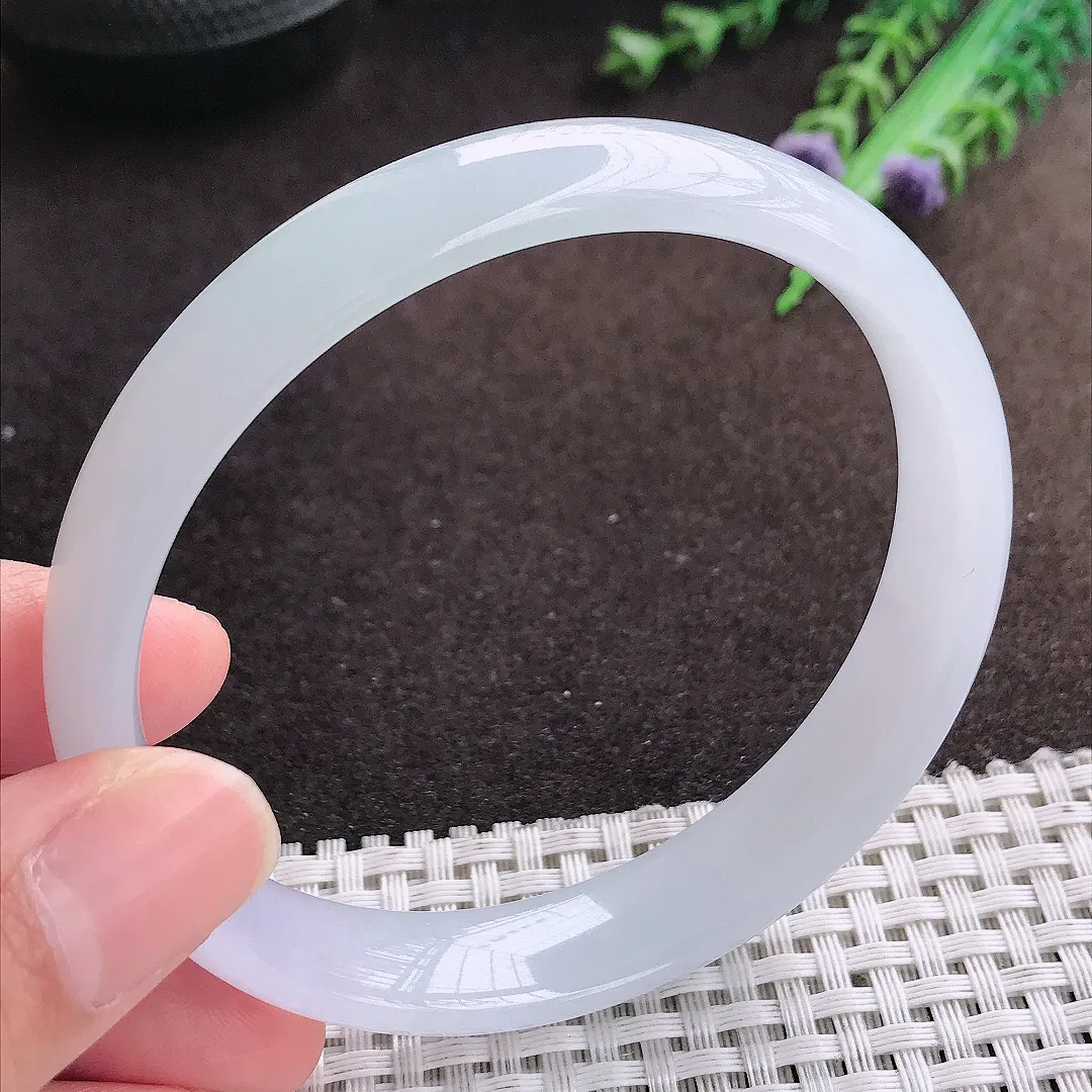 天然a货翡翠64/12.8/6.6老坑冰胶果冻月光彩手镯大圈口宽边翡翠玉镯