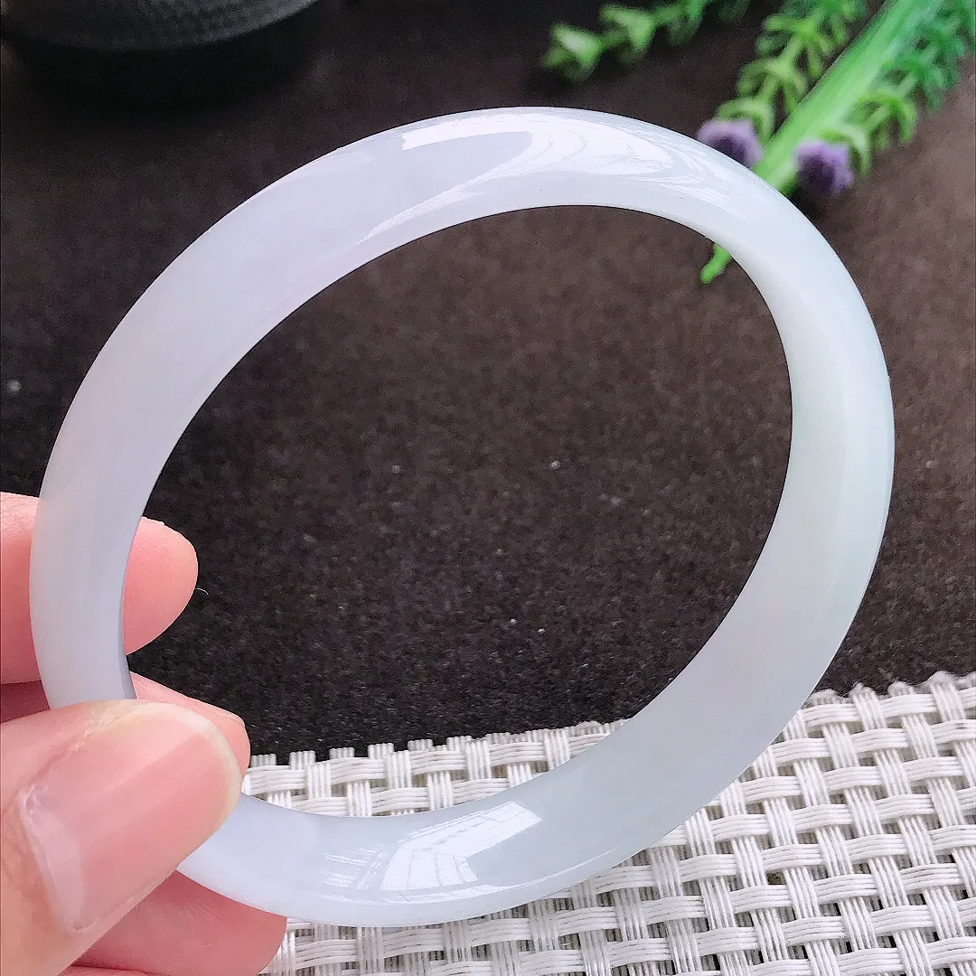 天然a货翡翠64/12.8/6.6老坑冰胶果冻月光彩手镯大圈口宽边翡翠玉镯