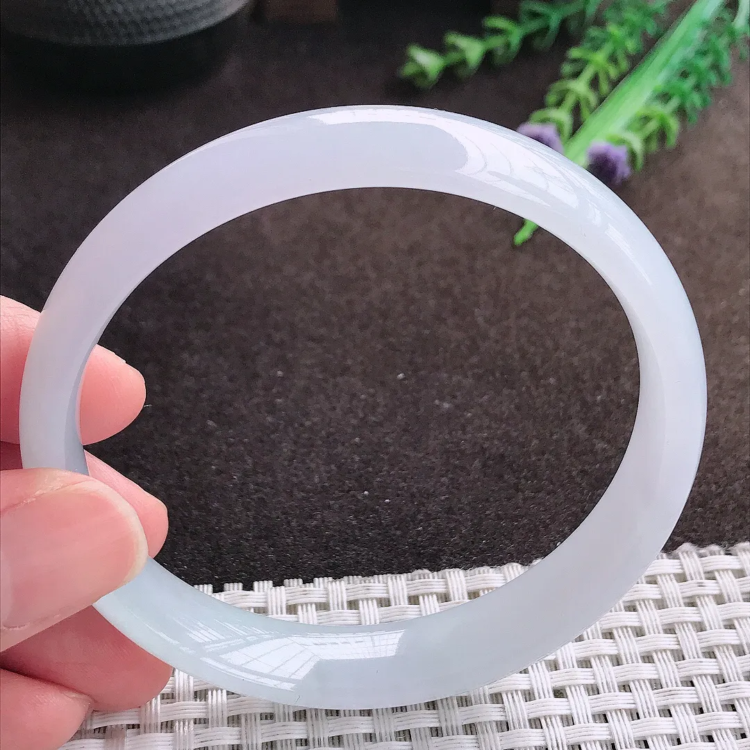 天然a货翡翠64/12.8/6.6老坑冰胶果冻月光彩手镯大圈口宽边翡翠玉镯