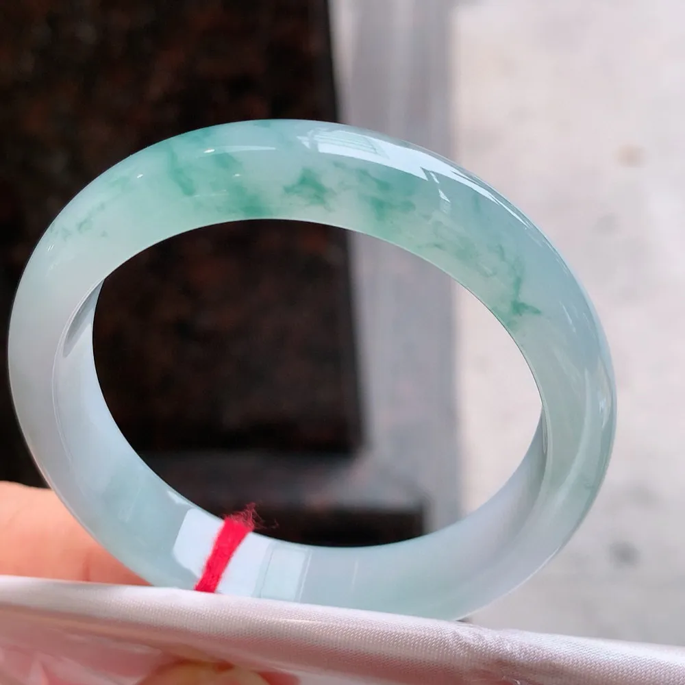 正圈冰蓝花 一丝细纹 尺寸:52.6/12.2/7.2 花美 种水好