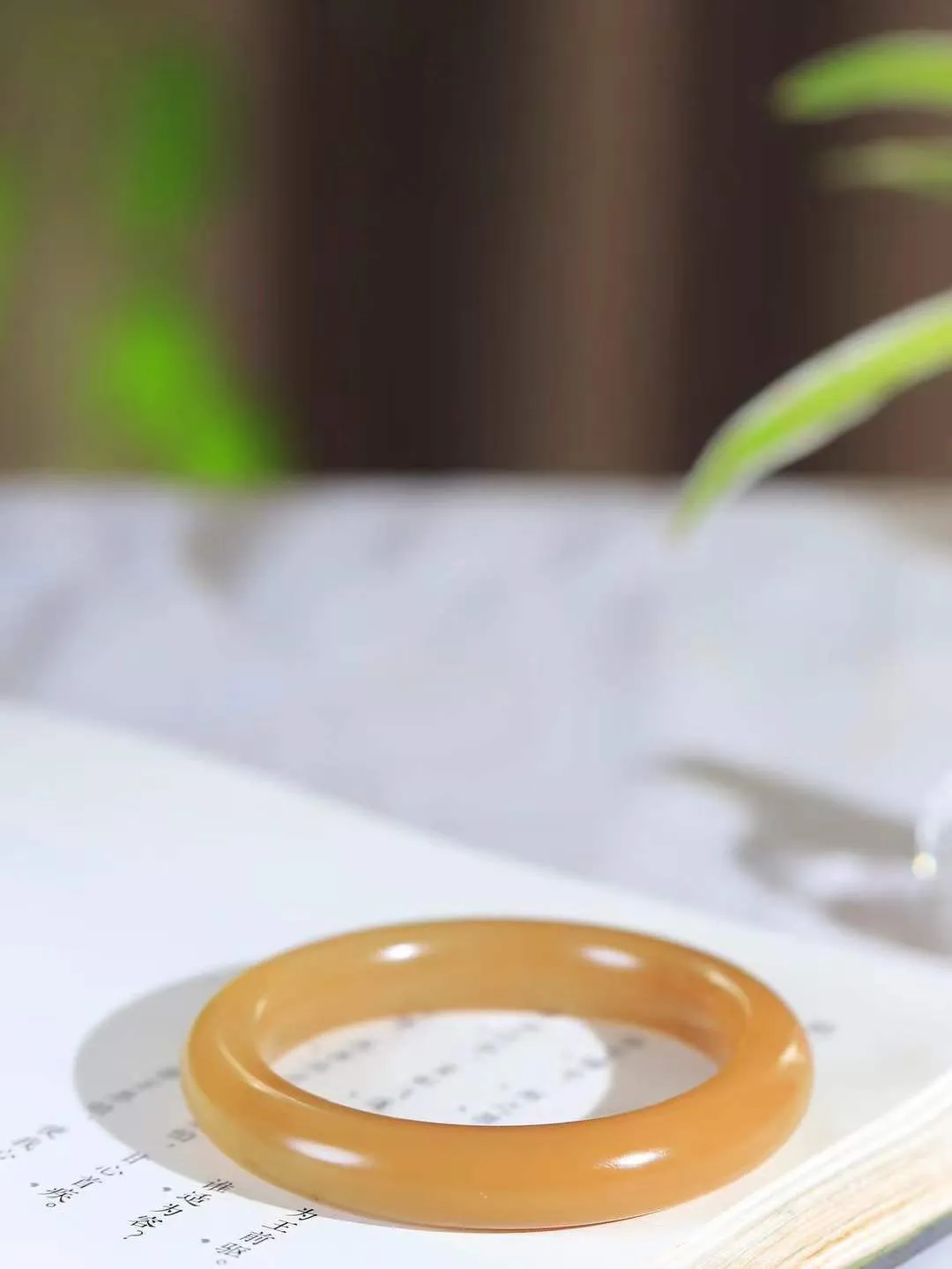 【暖玉生香·手镯】

精品和田玉糖玉手镯，质地油润细腻，色泽高贵典雅，镯型古朴典雅。在诗情画意的雨