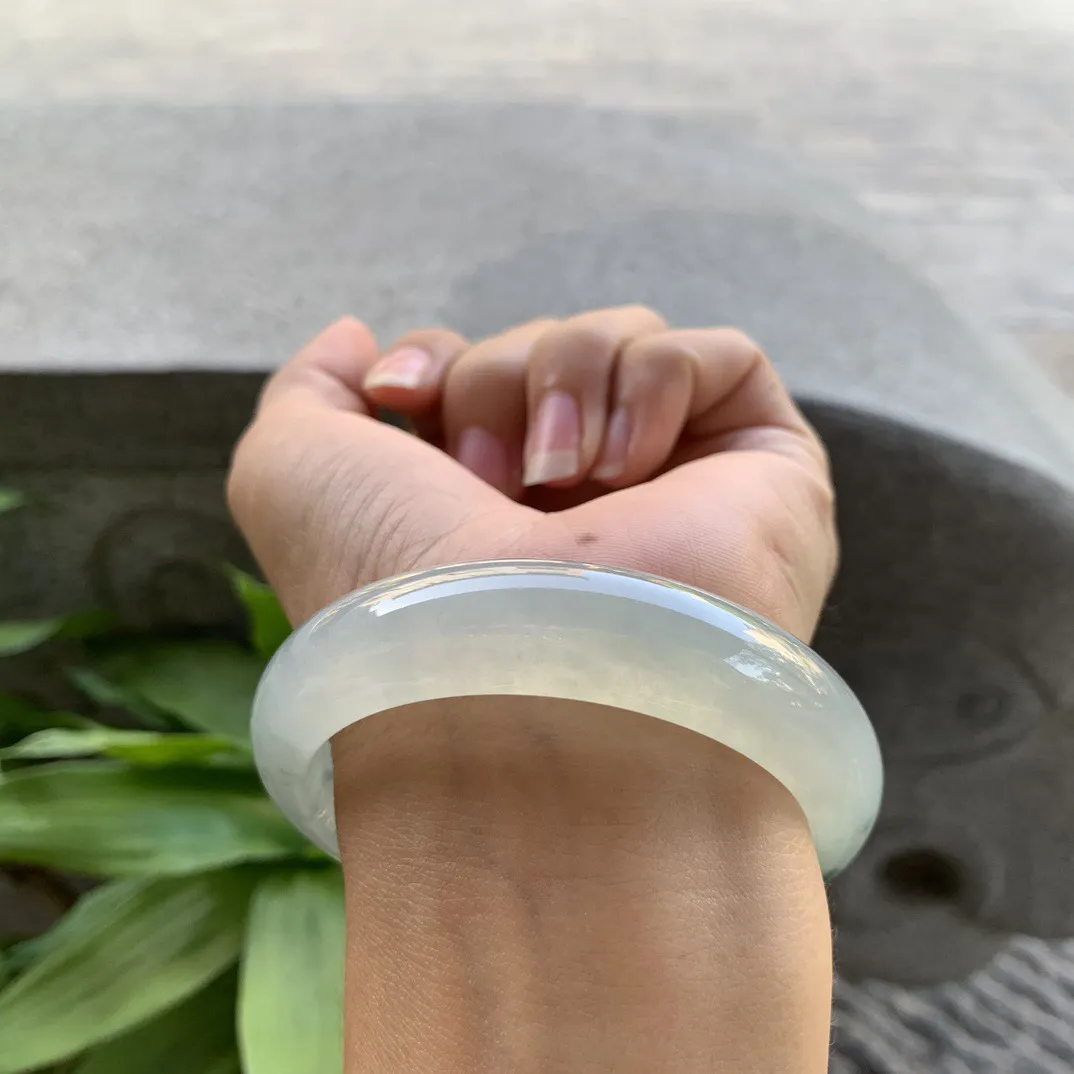 圈口 57.3-14.8-8.5【高冰飘花正圈手镯】正圈57 58可戴