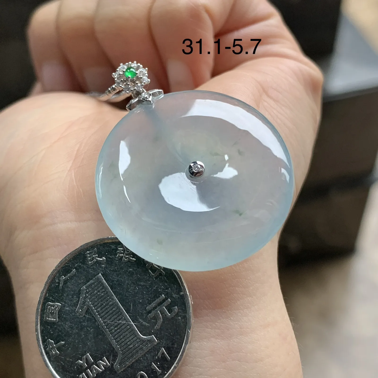 金镶嵌冰种平安扣^_^冰透水润