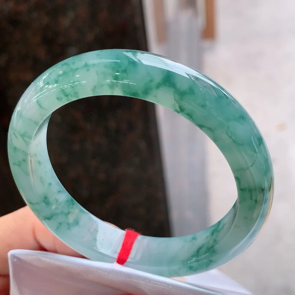 正圈高冰蓝花 无瑕 尺寸:57.7/12.6/8.5 花美 种水好