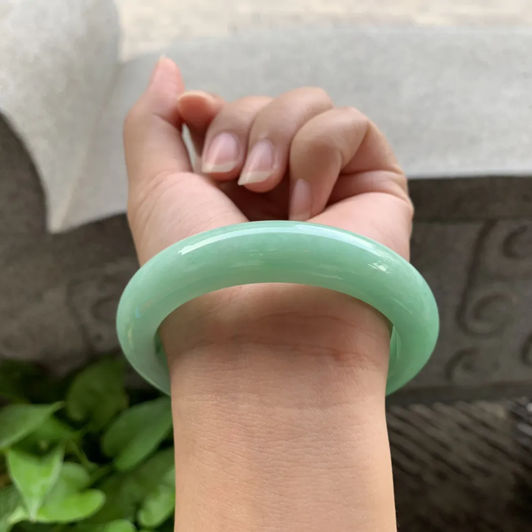 圈口 57.8-12.7-9.4【满绿正圈手镯】正圈57 58可戴