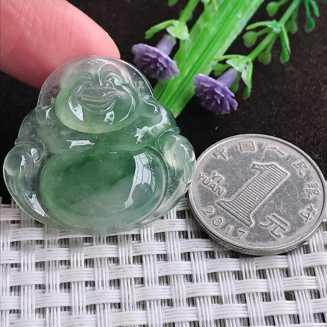 天然a货翡翠31/33.3/5.8老坑冰种果冻满绿佛公吊坠翡翠玉坠挂件百搭