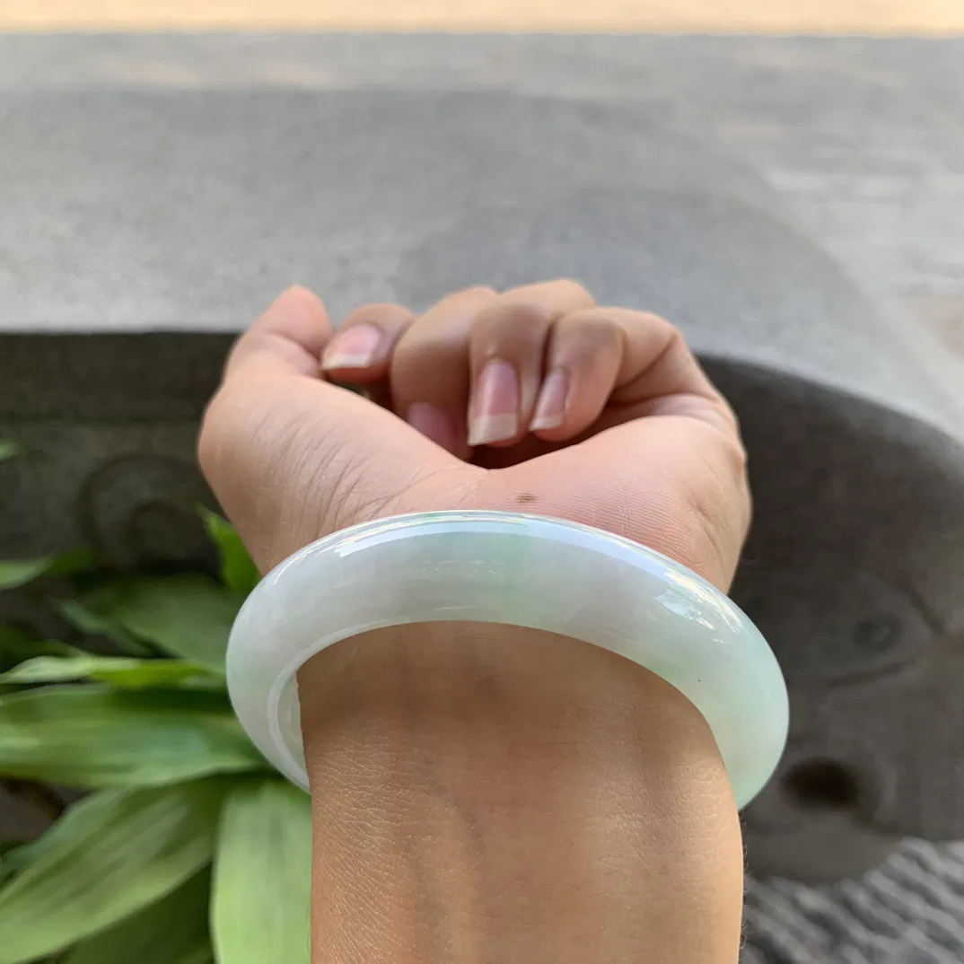 圈口54.7-12.6-9 【冰飘绿正圈手镯】正圈54 55可戴