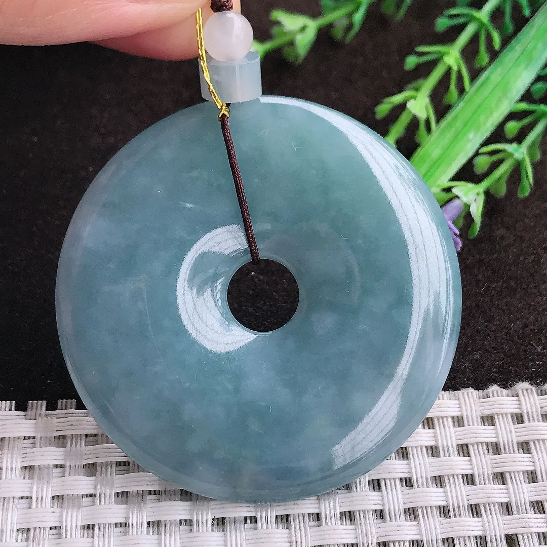 天然a货翡翠53/7.2老坑精美满色浓郁紫罗兰大平安扣吊坠翡翠玉坠挂件