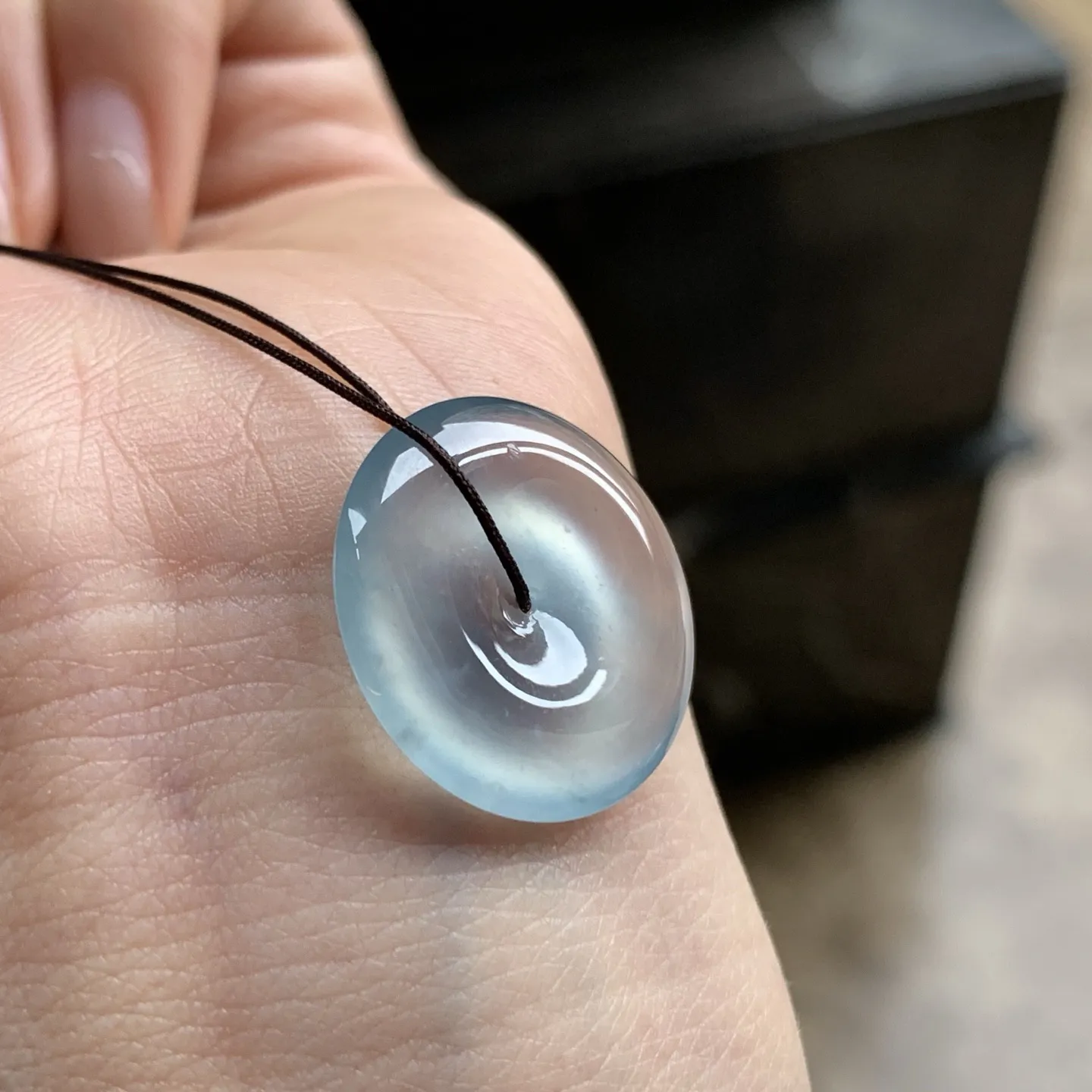 高冰蓝平安扣^_^种老 荧光十足