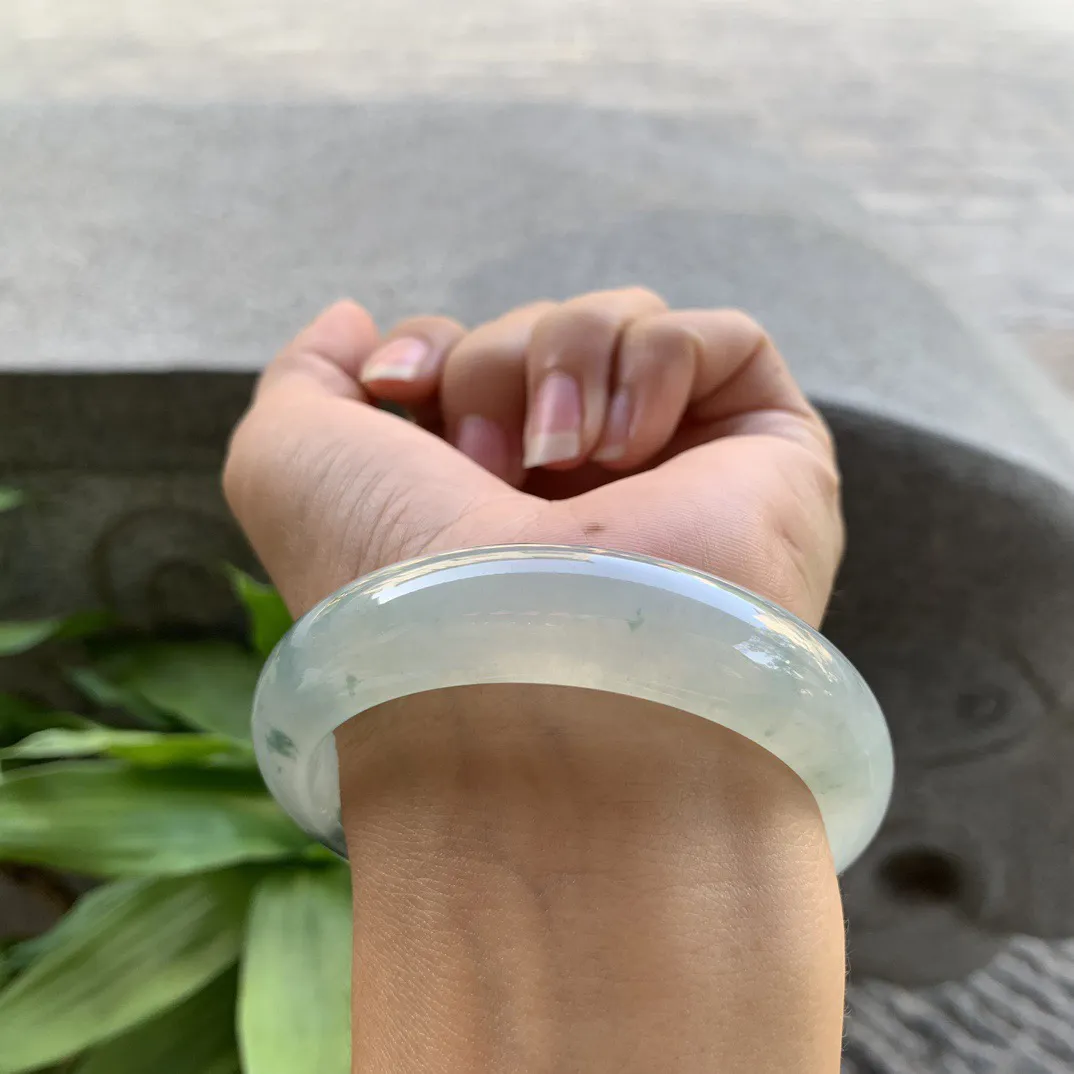 圈口 57.3-14.8-8.5【高冰飘花正圈手镯】正圈57 58可戴