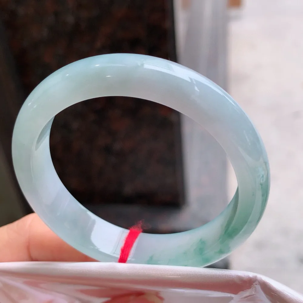 正圈冰蓝花 一丝细纹 尺寸:52.6/12.2/7.2 花美 种水好