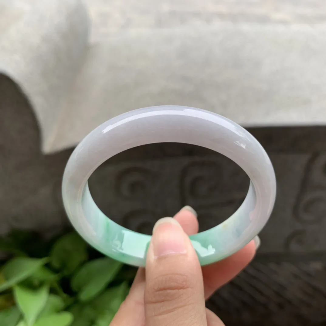 小圈口 51.8-12.3-7【飘绿正圈手镯】正圈51 52可戴