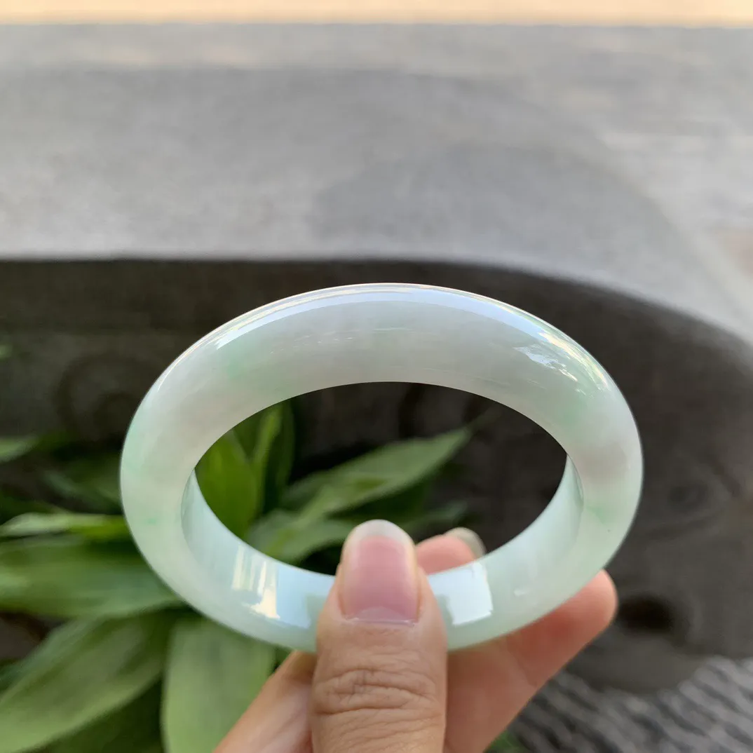 圈口54.7-12.6-9 【冰飘绿正圈手镯】正圈54 55可戴