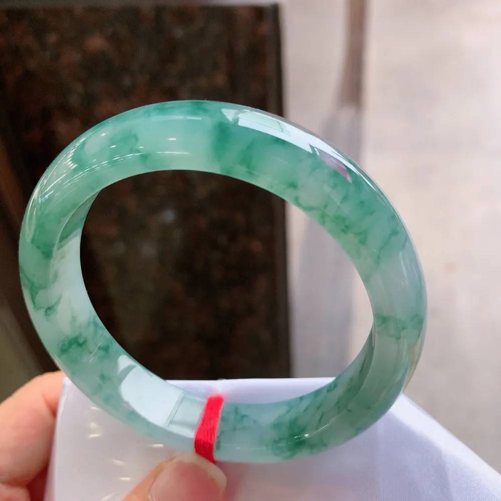 正圈高冰蓝花 无瑕 尺寸:57.7/12.6/8.5 花美 种水好