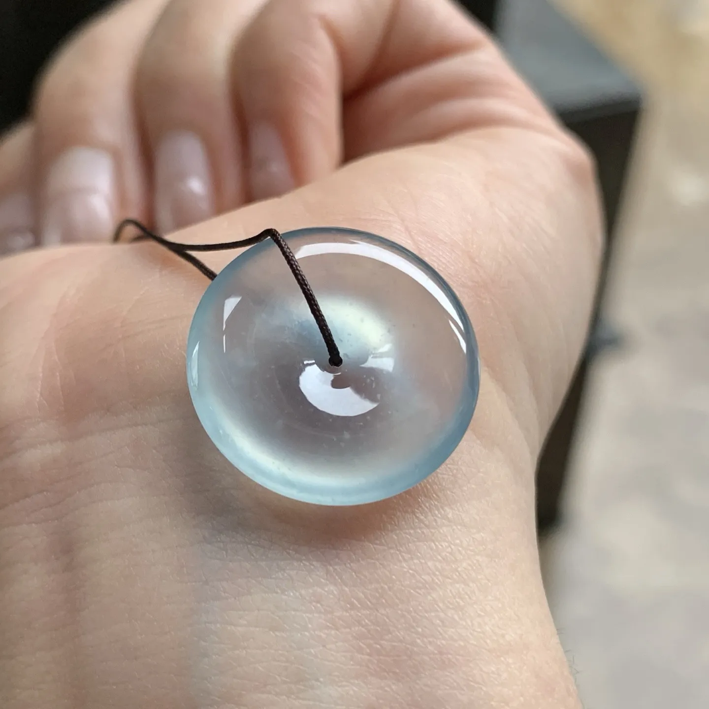 高冰蓝平安扣^_^种老 荧光十足