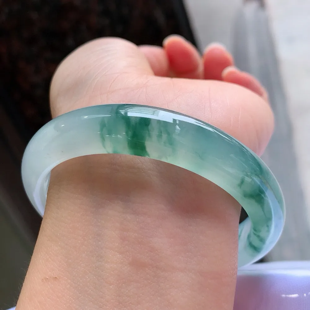 正圈冰玻蓝花 无瑕 尺寸:57.2/12.6/8 花美 荧光闪闪