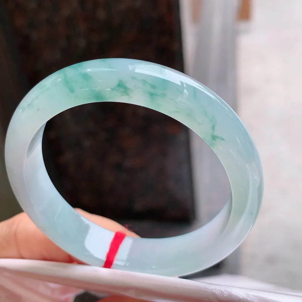 正圈冰蓝花 一丝细纹 尺寸:52.6/12.2/7.2 花美 种水好