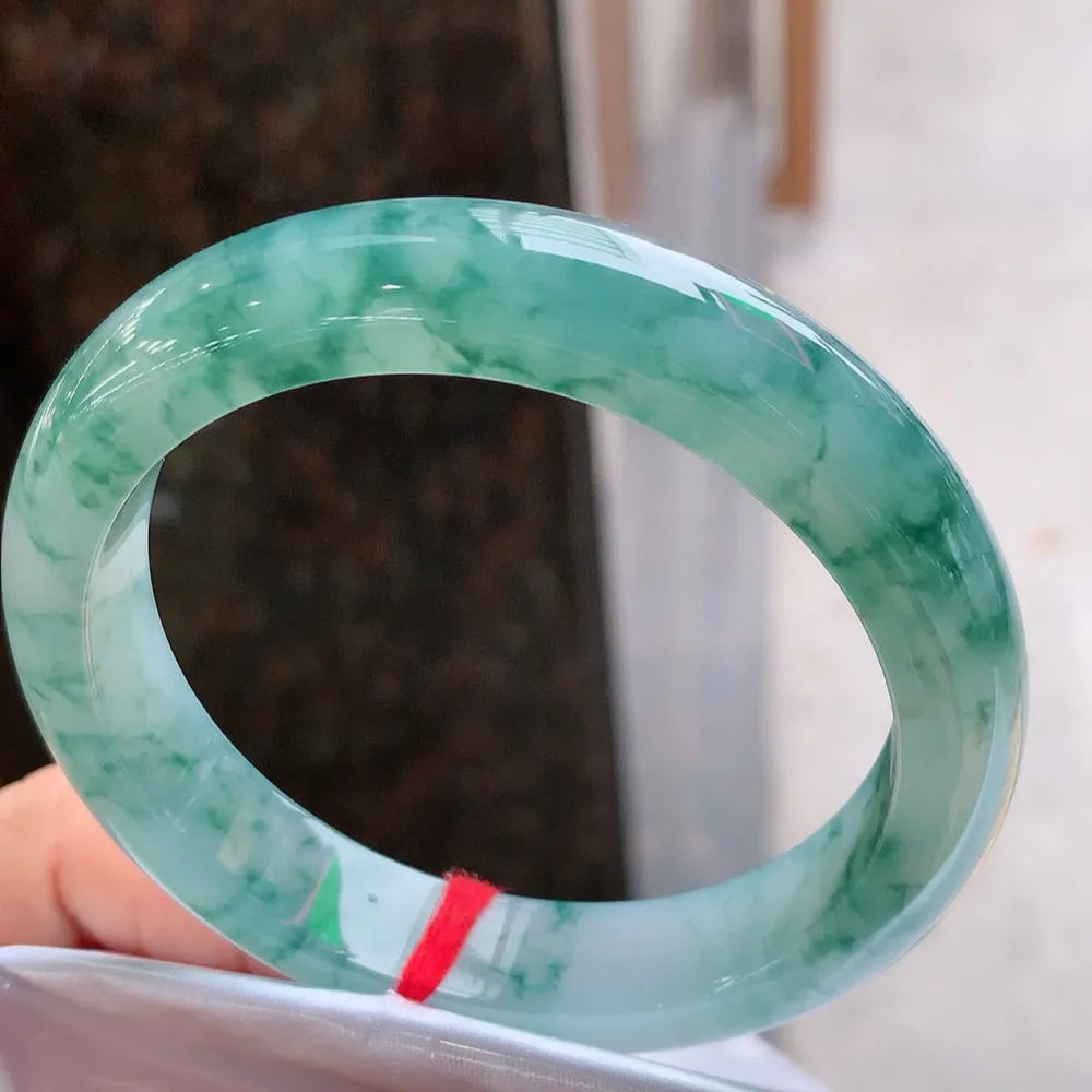 正圈高冰蓝花 无瑕 尺寸:57.7/12.6/8.5 花美 种水好