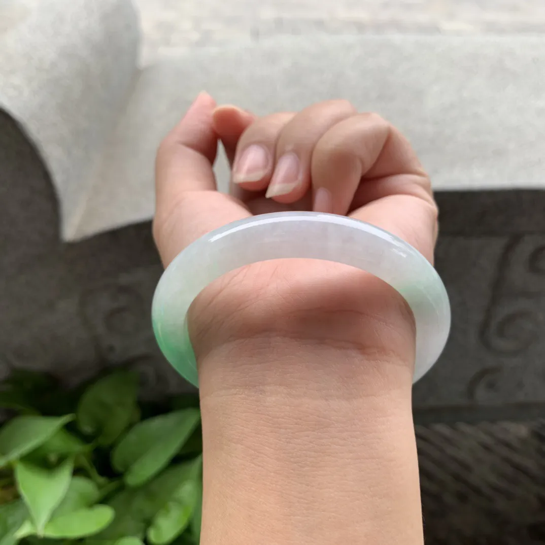 圈口54.6-9-8 【飘阳绿正圈手镯】正圈54 55可戴
