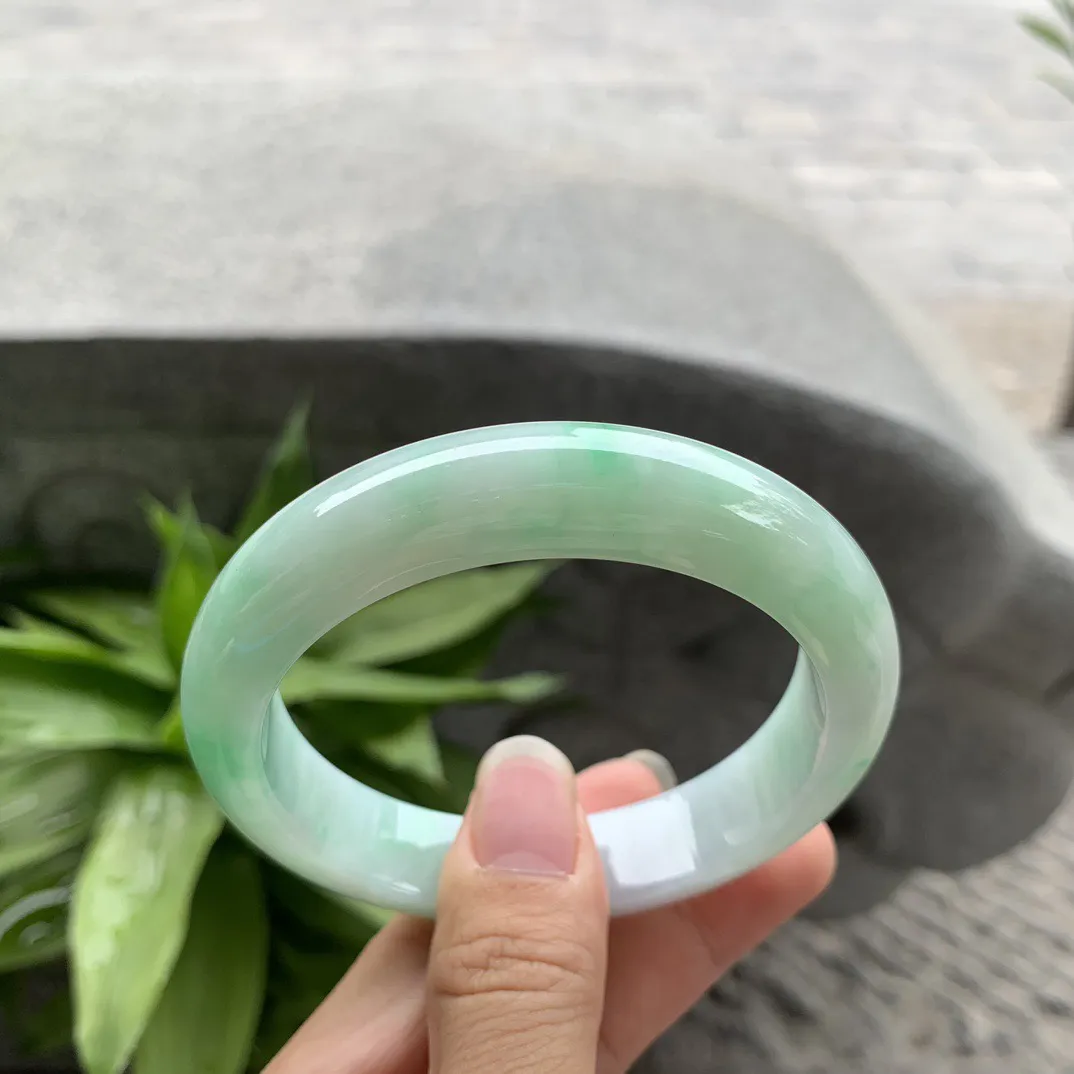 大圈口58.2-12.8-8.9 【飘绿正圈手镯】正圈58 59可戴