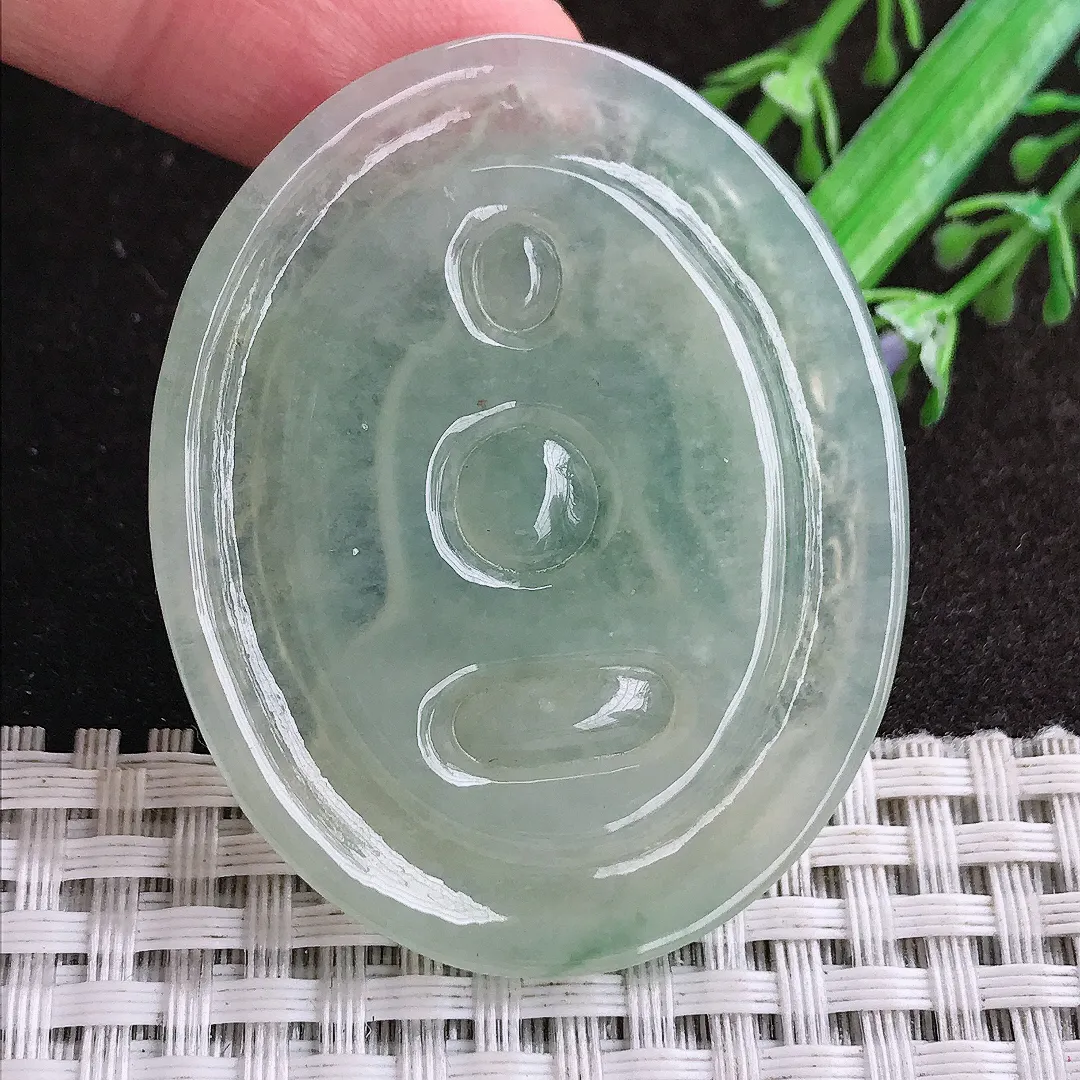 天然a货翡翠49.8/40.6/4.5老坑冰胶水灵冰晴阿弥陀佛吊坠翡翠玉坠挂件百搭