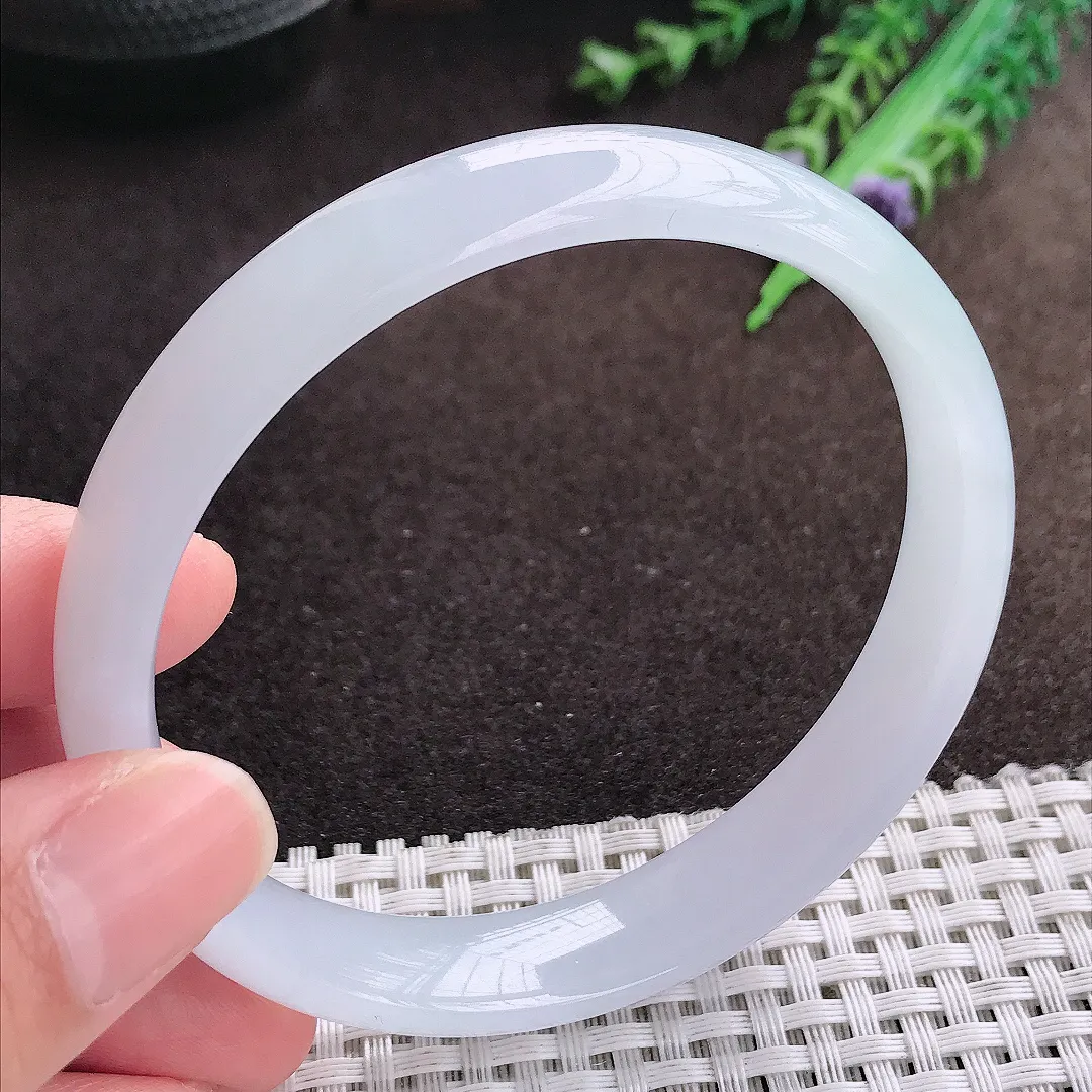天然a货翡翠64/12.8/6.6老坑冰胶果冻月光彩手镯大圈口宽边翡翠玉镯