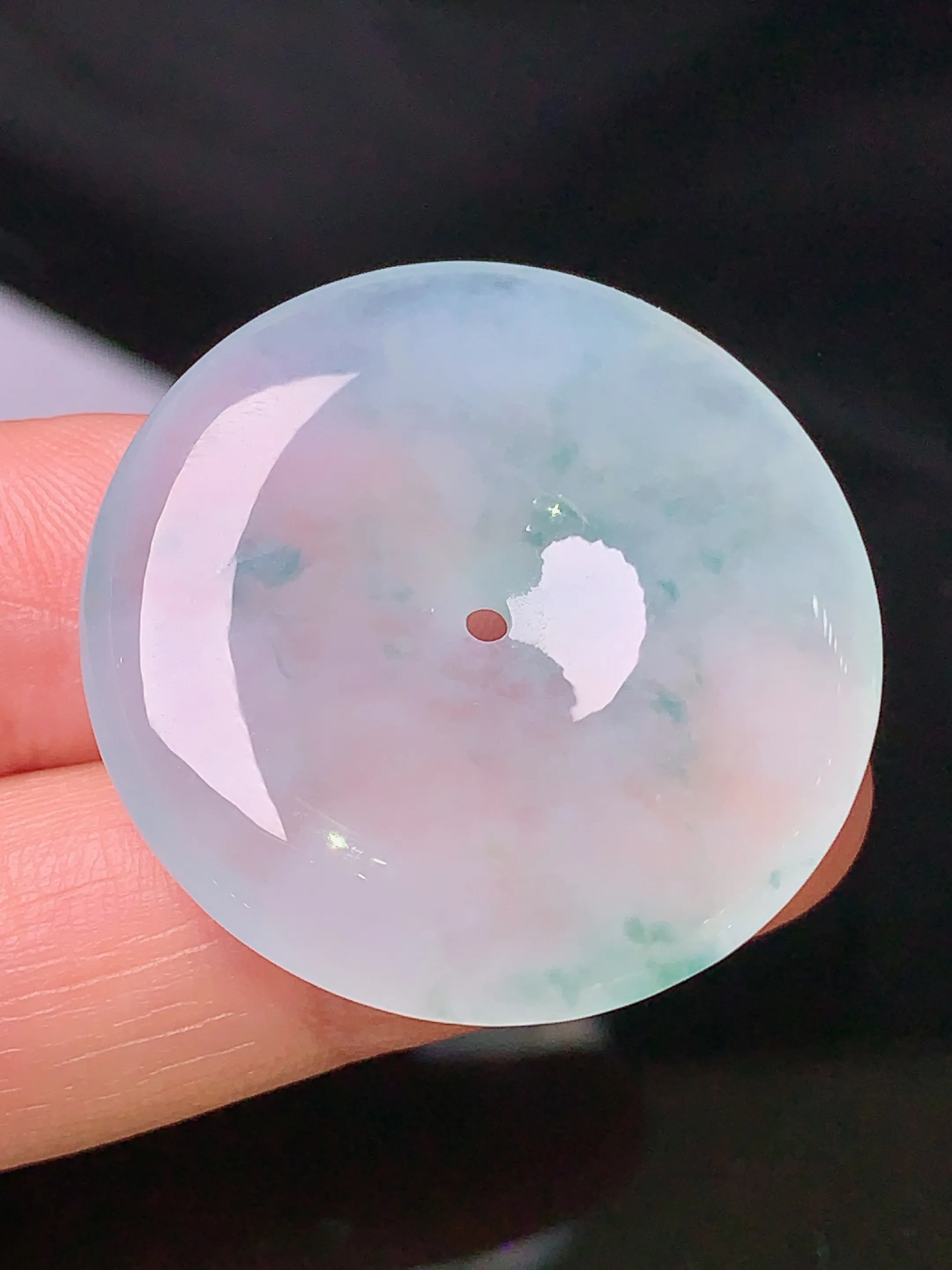 冰种平安扣吊坠 玉质细腻 色泽清新艳丽 整体尺寸31.2*5.8