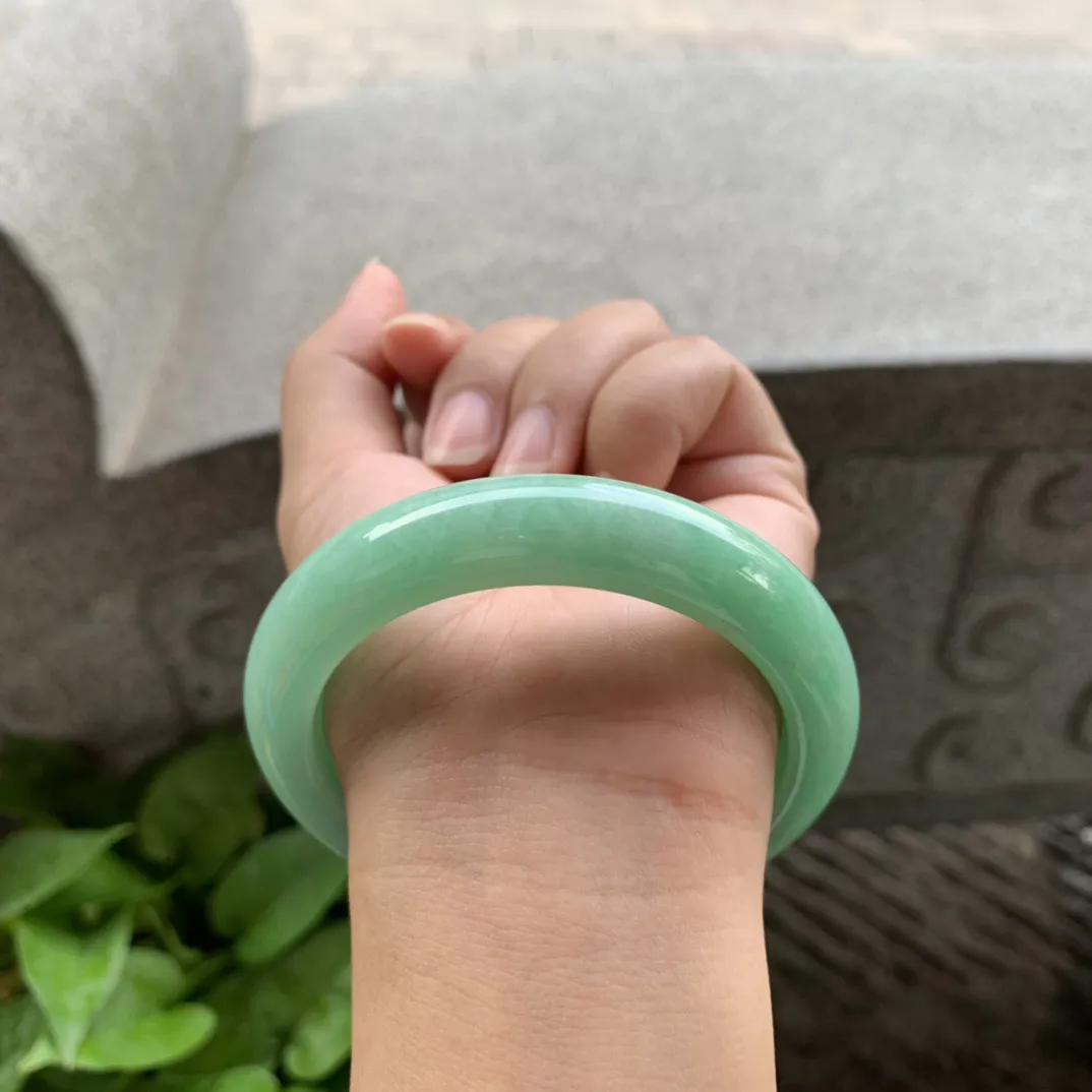 圈口 57.8-12.7-9.4【满绿正圈手镯】正圈57 58可戴