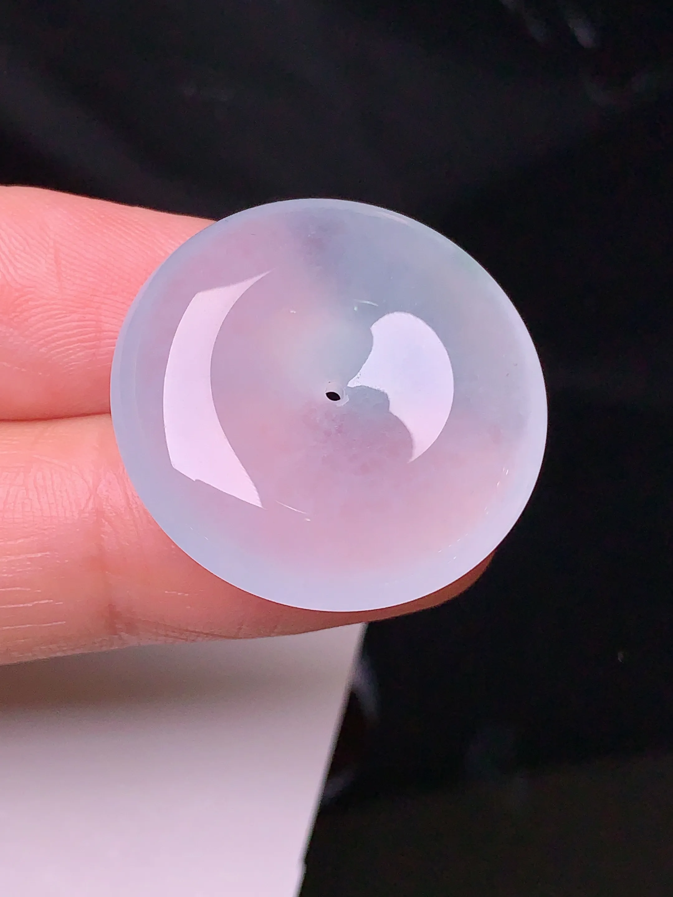 冰种平安扣吊坠 玉质细腻 色泽清新艳丽 整体尺寸25.8*6.6