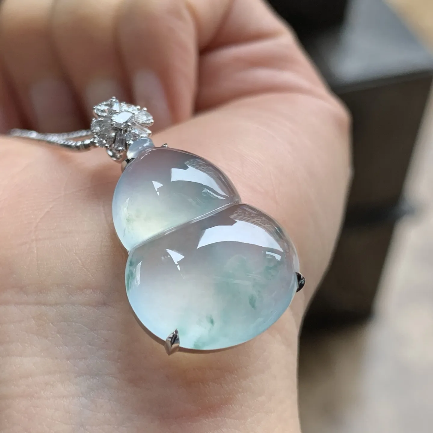 金钻镶嵌高冰飘花葫芦^_^冰透