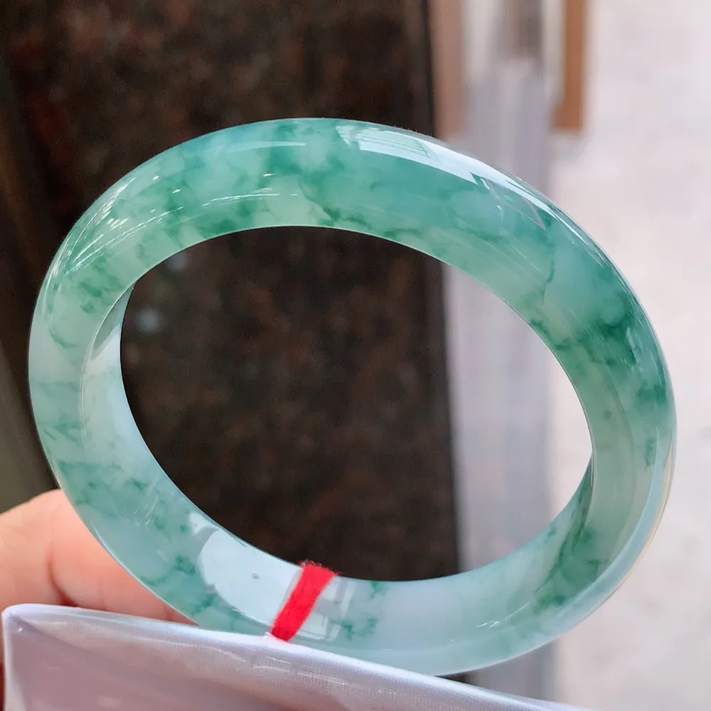 正圈高冰蓝花 无瑕 尺寸:57.7/12.6/8.5 花美 种水好