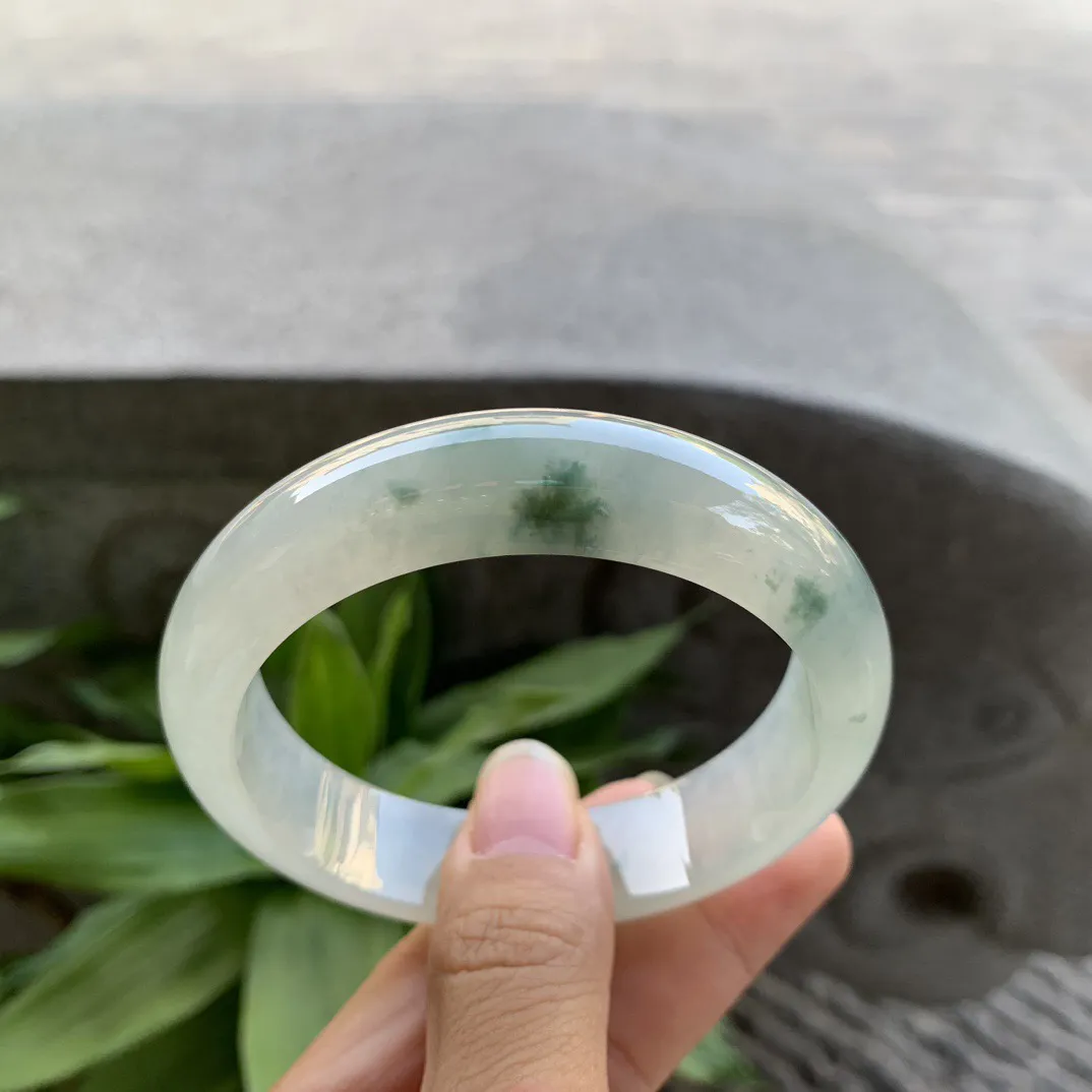 圈口 57.3-14.8-8.5【高冰飘花正圈手镯】正圈57 58可戴