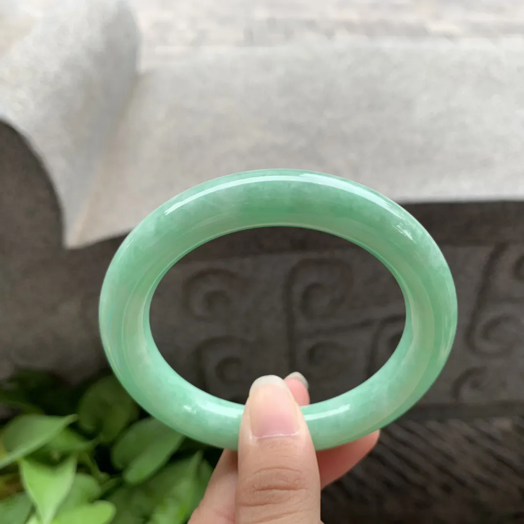 圈口 56.9-11.4【满绿圆条手镯】圆条56 57可戴