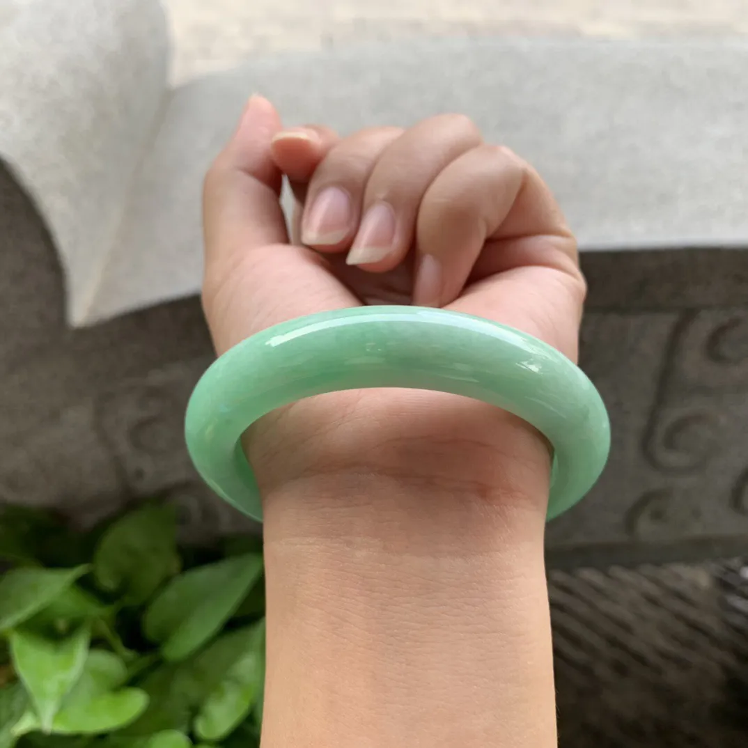 圈口 57.8-12.7-9.4【满绿正圈手镯】正圈57 58可戴