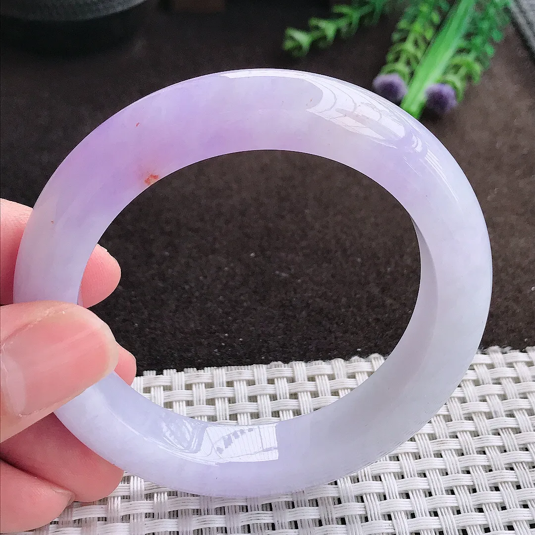 自然光56.5/12.1/10老坑冰润水灵浓艳紫罗兰手镯宽边翡翠玉镯美人镯