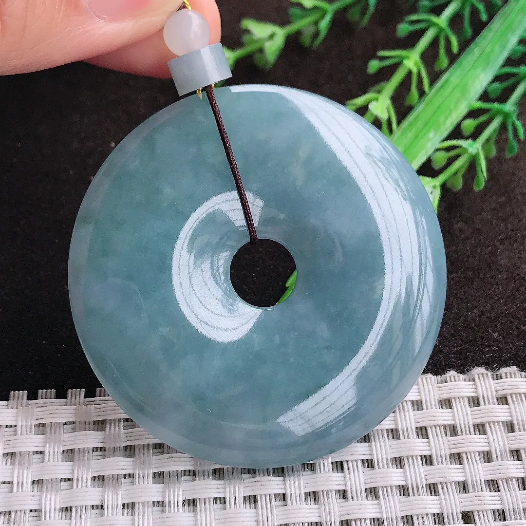 天然a货翡翠53/7.2老坑精美满色浓郁紫罗兰大平安扣吊坠翡翠玉坠挂件