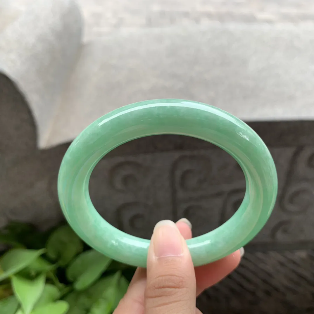 圈口 56.9-11.4【满绿圆条手镯】圆条56 57可戴