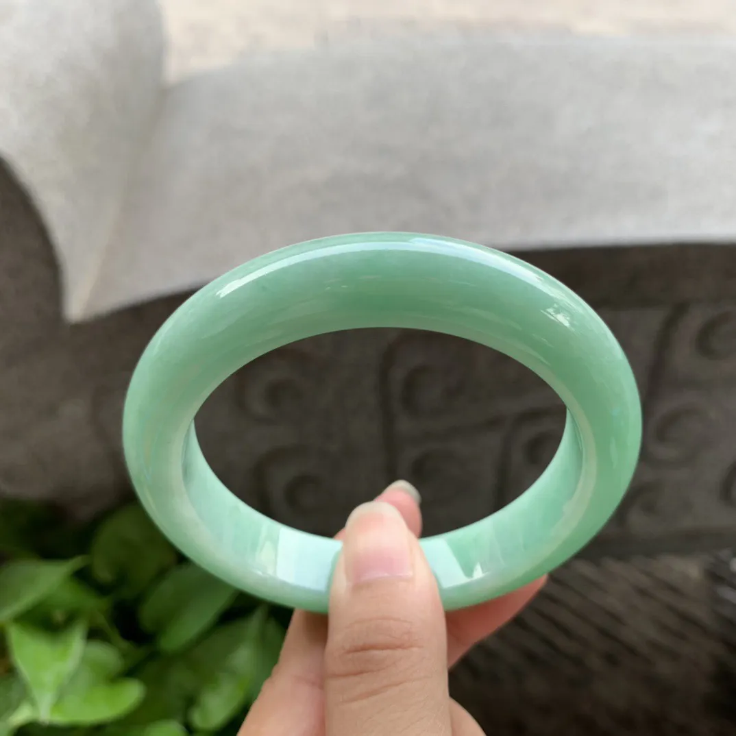 圈口 57.8-12.7-9.4【满绿正圈手镯】正圈57 58可戴