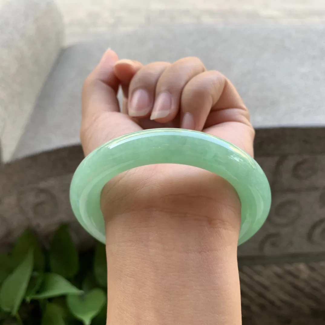 圈口54.3-11.5 【满绿圆条手镯】圆条54 55可戴