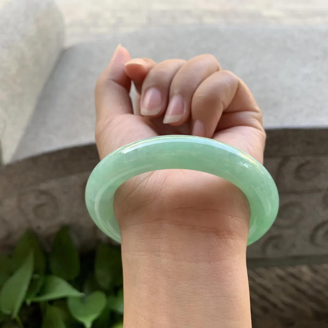 圈口54.3-11.5 【满绿圆条手镯】圆条54 55可戴