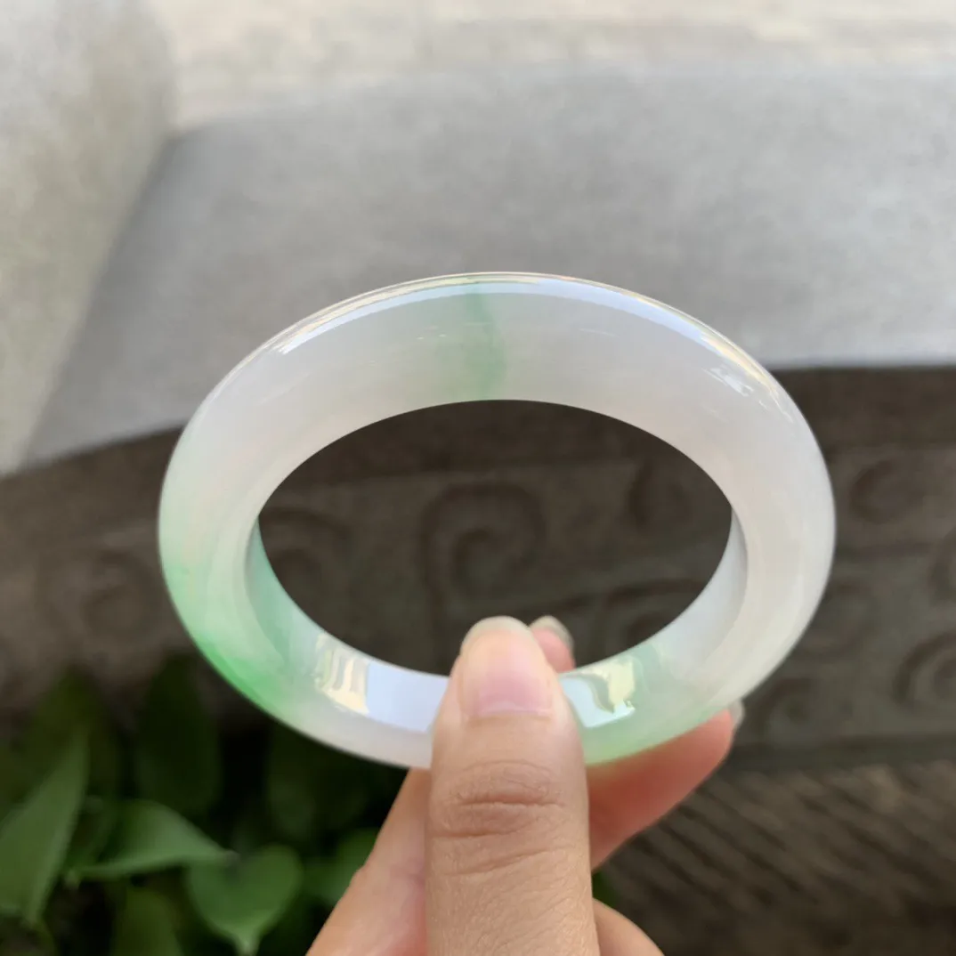 圈口54.5-11.3-10 【冰飘阳绿正圈手镯】正圈54 55可戴