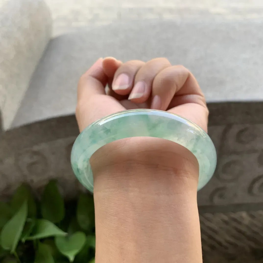 小圈口 54-12-8.9  【高冰飘花正圈手镯】正圈54 55可戴