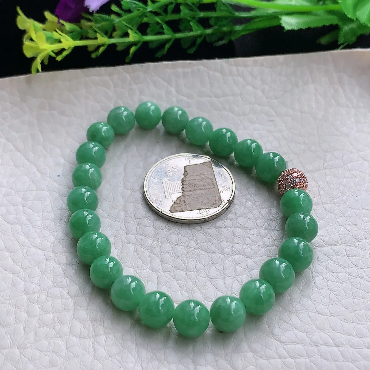 zz实拍8mm缅甸翡翠圆珠手串 满绿珠链女生玉手饰