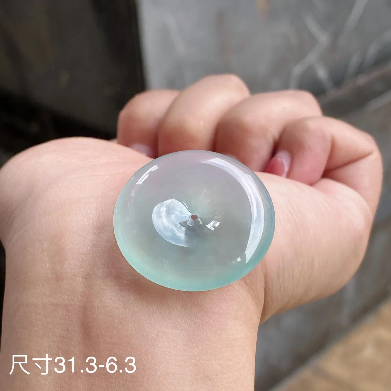 老坑冰种晴底平安扣吊坠 尺寸31.3-6.3毫米