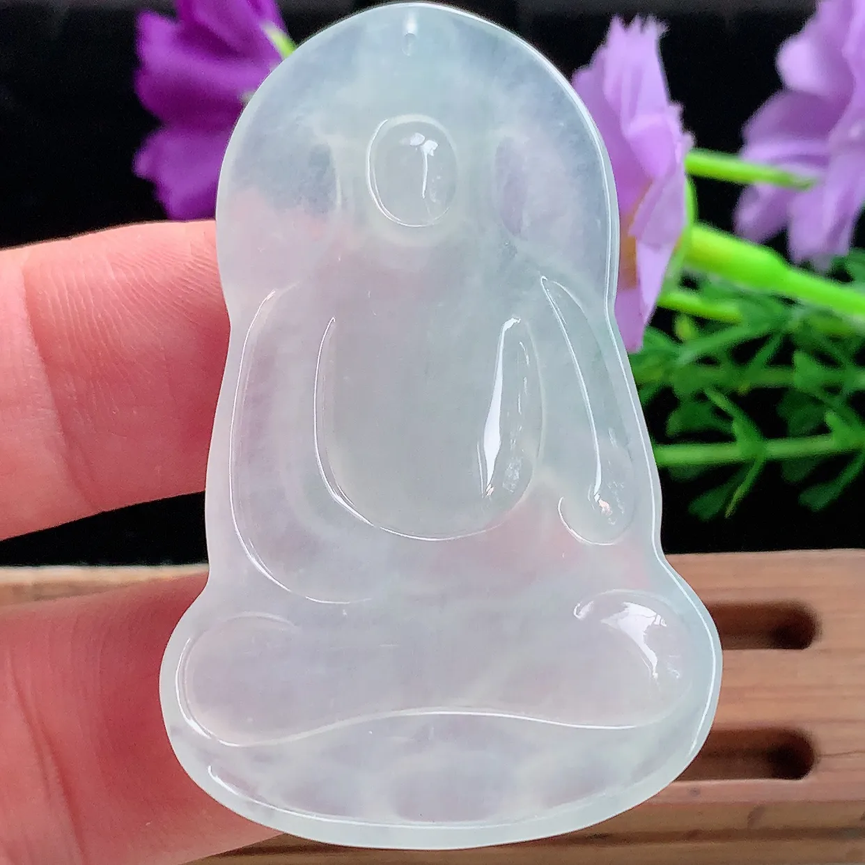 ktj实拍54*34.5*5.5缅甸翡翠冰种持莲观音吊坠白月光大势至菩萨精雕玉坠