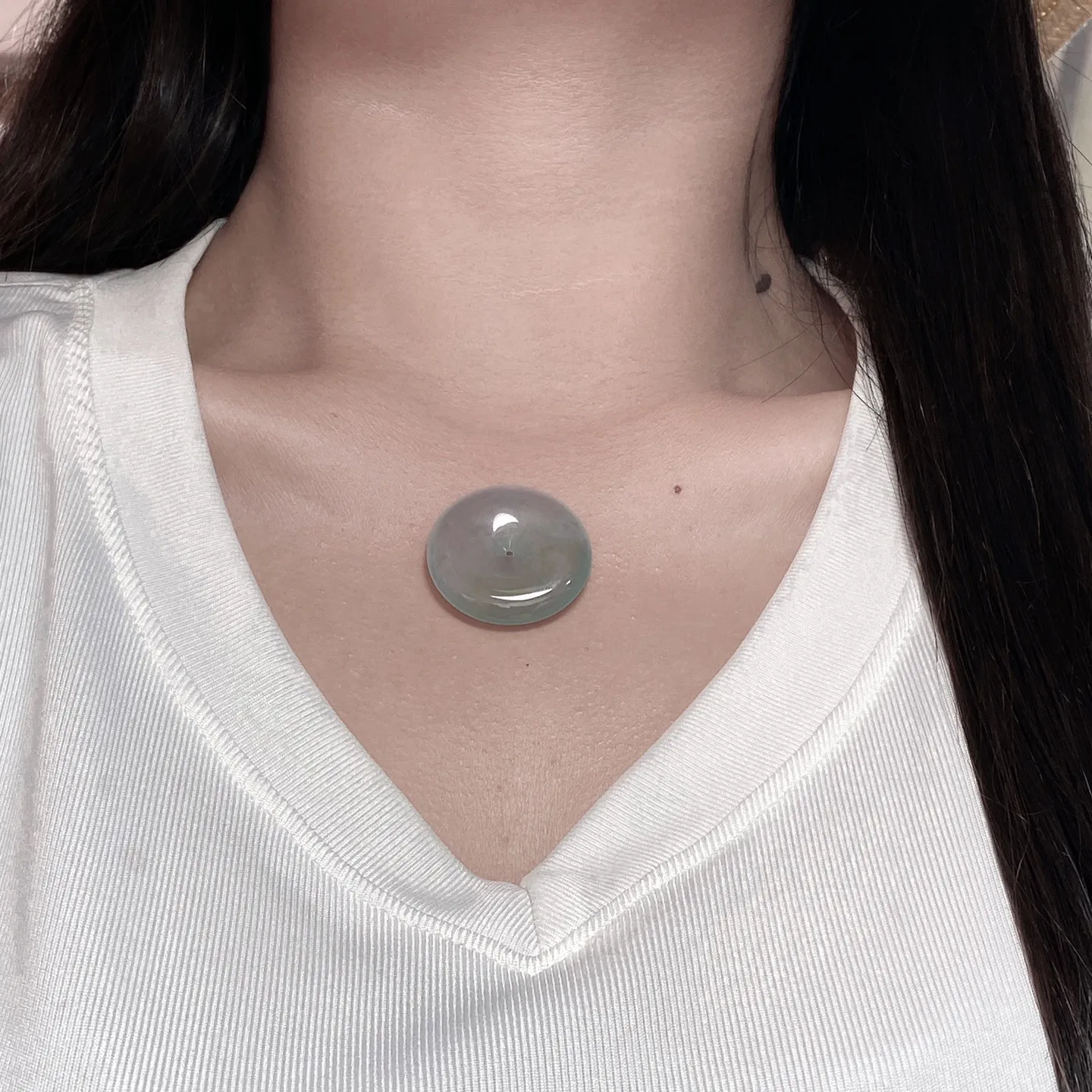 老坑冰种晴底平安扣吊坠 尺寸31.3-6.3毫米